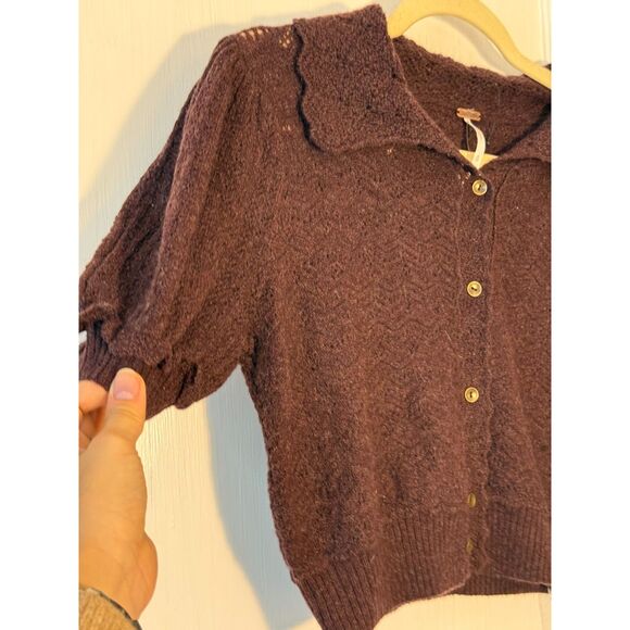 Free People Edie 100% Cashmere Cardigan Size S NWOT Fudge Brown - Picture 7 of 9